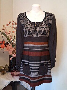 Dolcezza Knit Cardigan Sweater Luxury Mini Dress Long Sleeve Knitwear Women M
